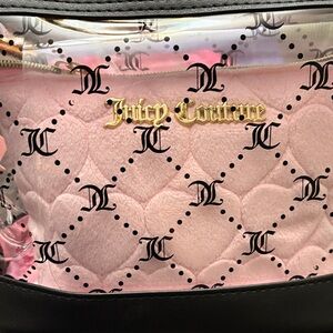 Juicy Couture Pink and Black Quilted Cosmetic Bag